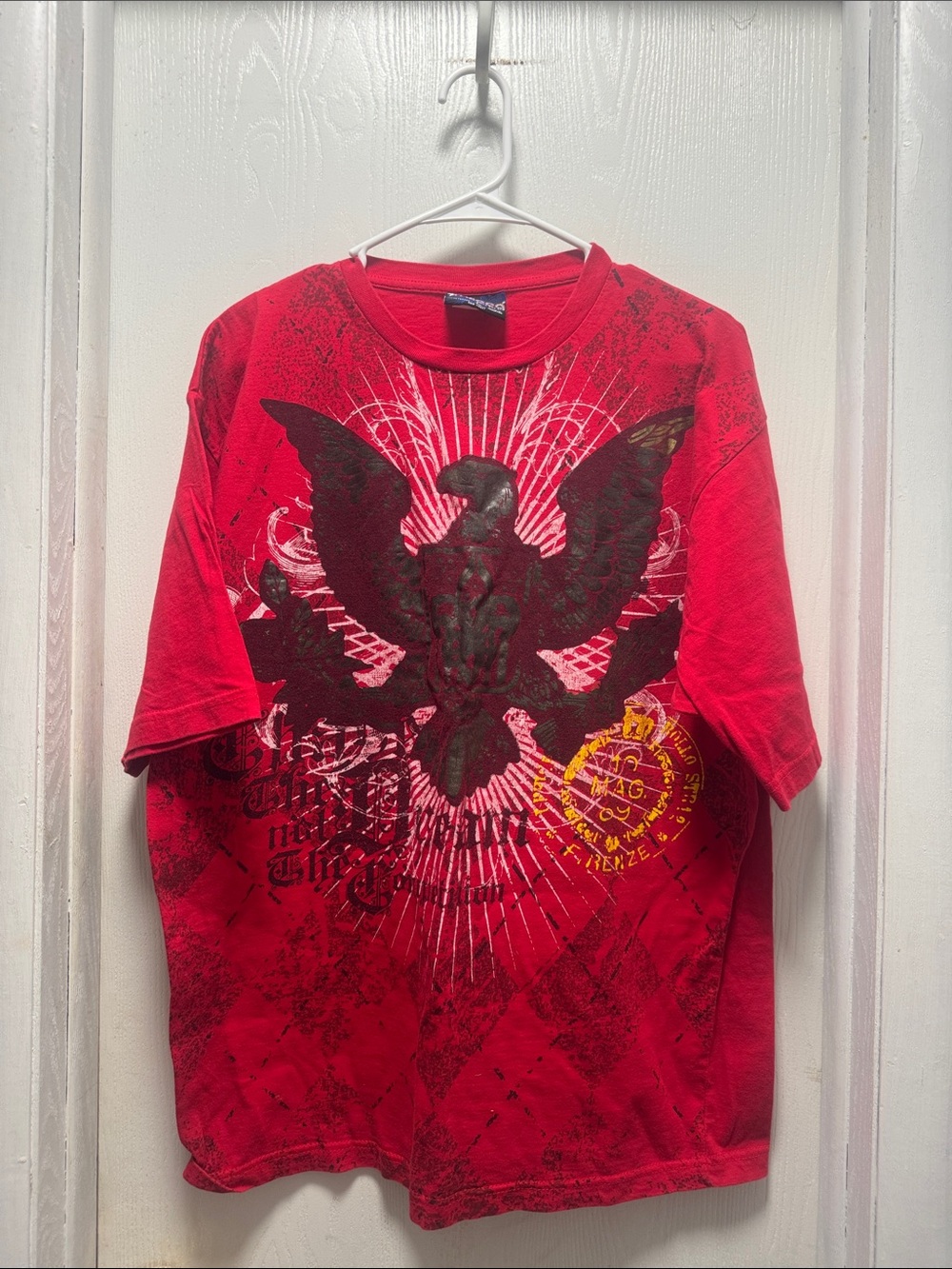 mecca Red Graphic Tee with White Print
